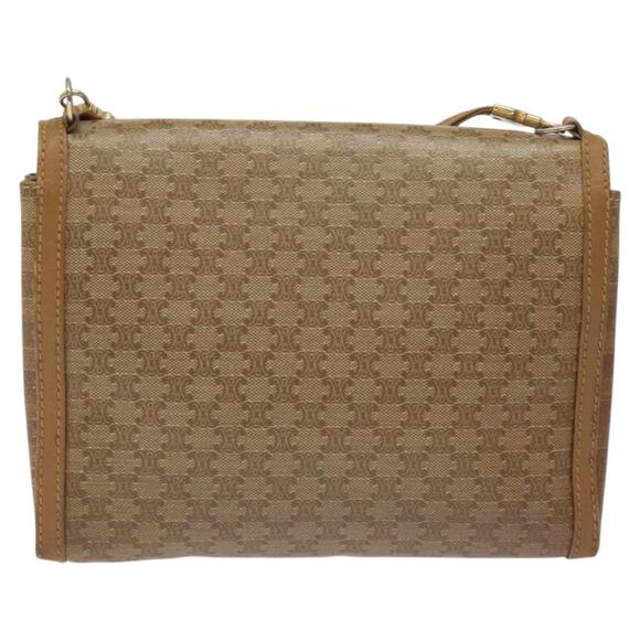 CELINE Macadam Canvas Shoulder Bag Brown Gold - Picture 3 of 12